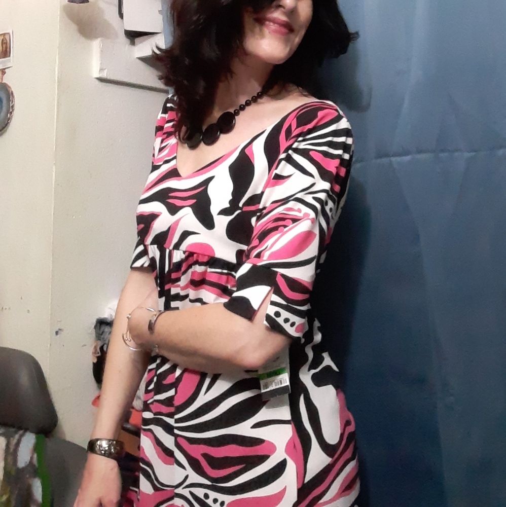 Inc. Ladies Oversized Pink/Black Print Dress sL
